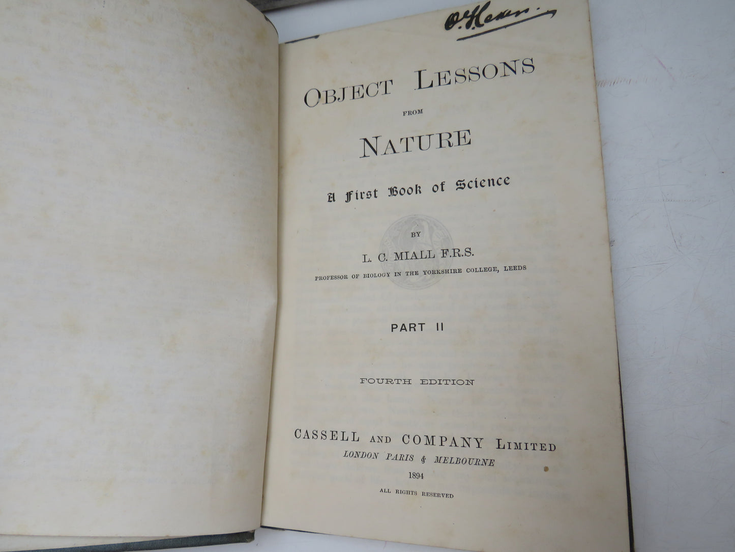 Object Lessons From Nature A First Book of Science By L.C. Miall Part II 1894