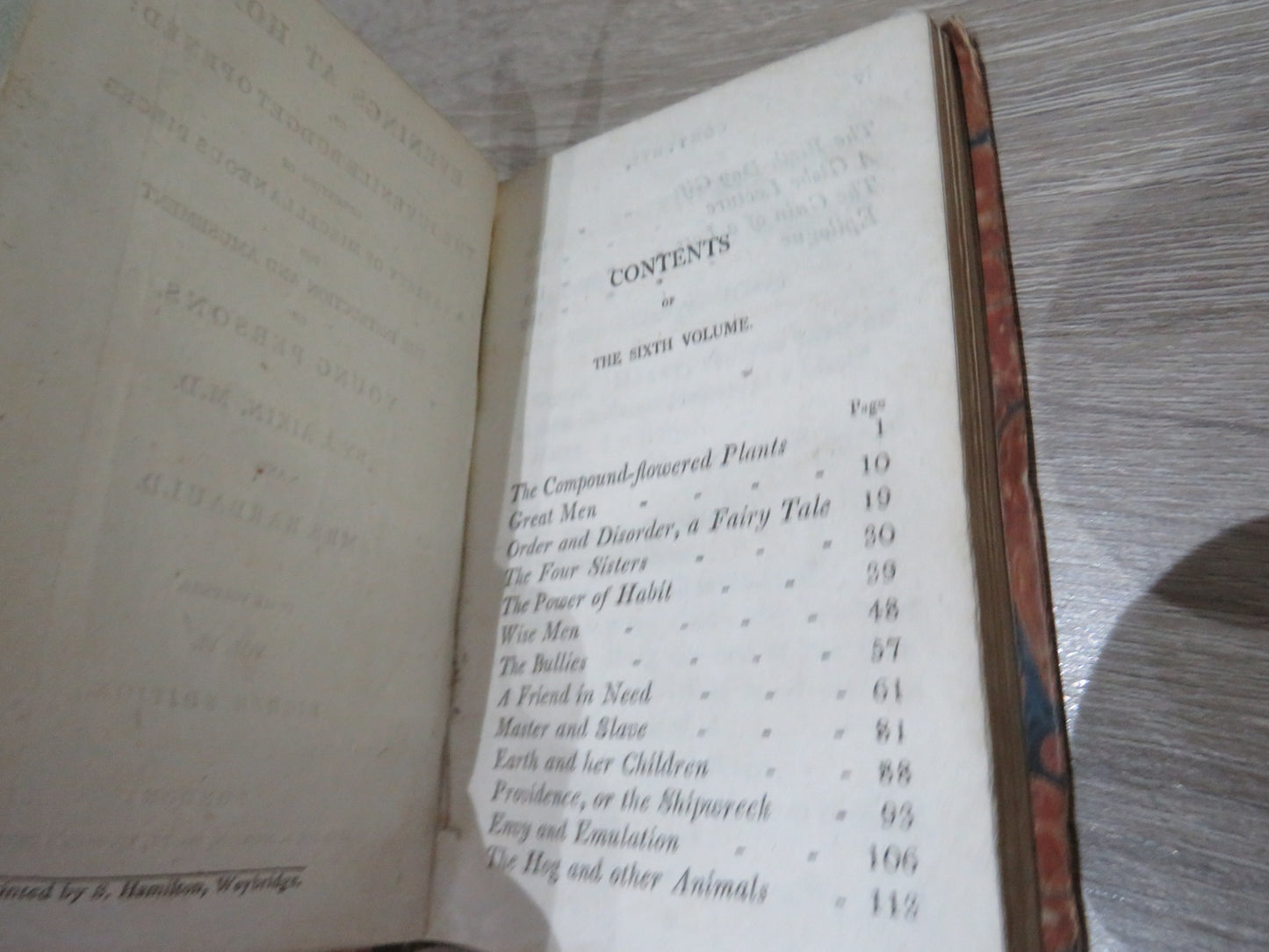 Evenings At Home: Or The Juvenile Budget Opened: Consisting of A Variety of Miscellaneous Pieces For The Instruction and Amusement of Young Persons By J. Aikin and Mrs Barbauld Vol VI 1809