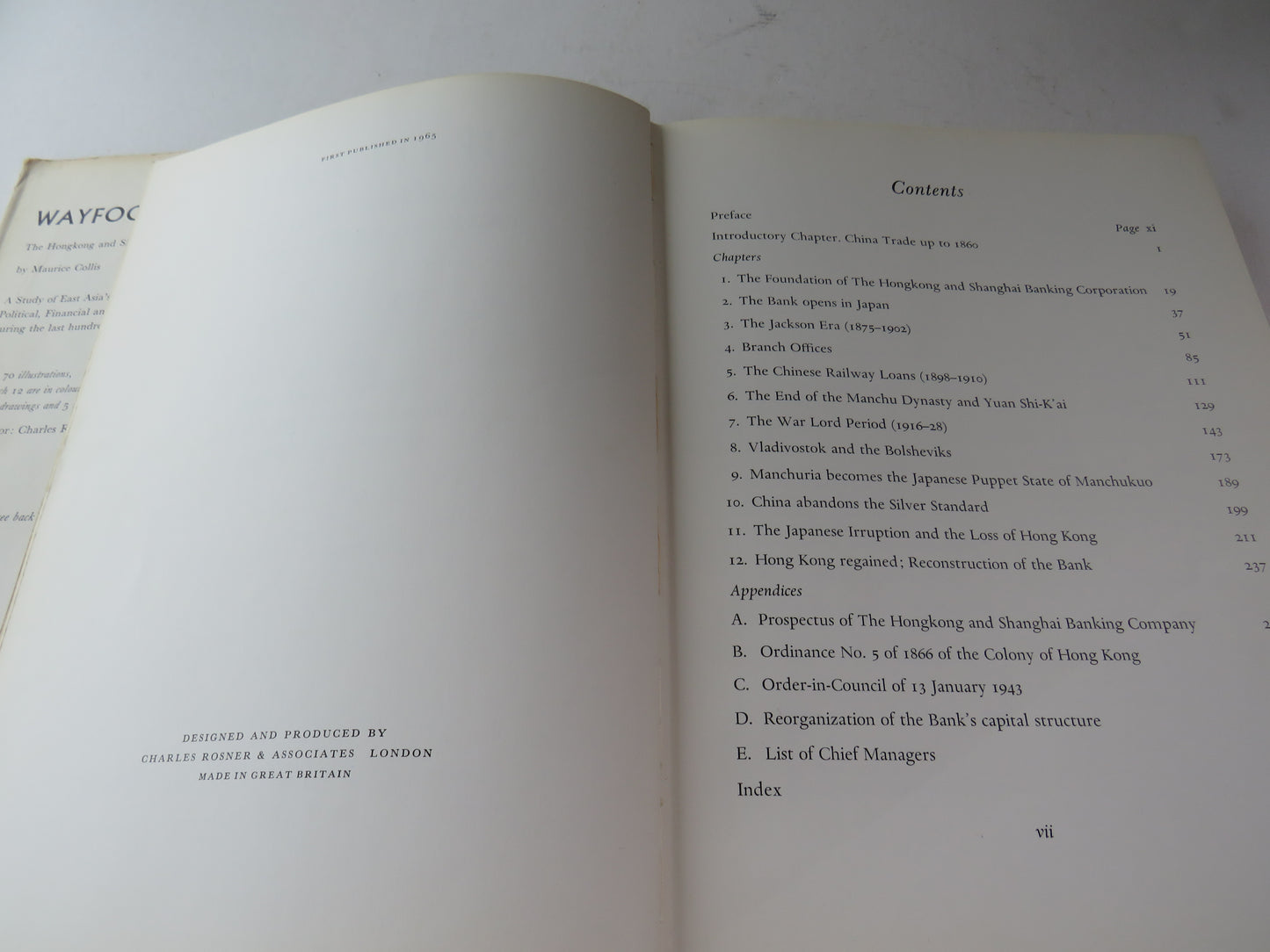 Wayfoong The Hongkong and Shanghai Banking Corporation By Maurice Collis 1965