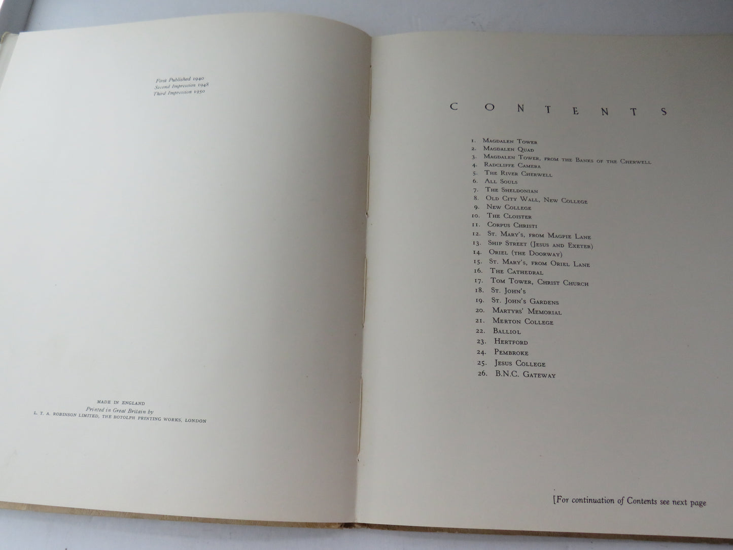 The Spell of Oxford A Book of Photographs By S.W. Colyer 1950 3rd Impression