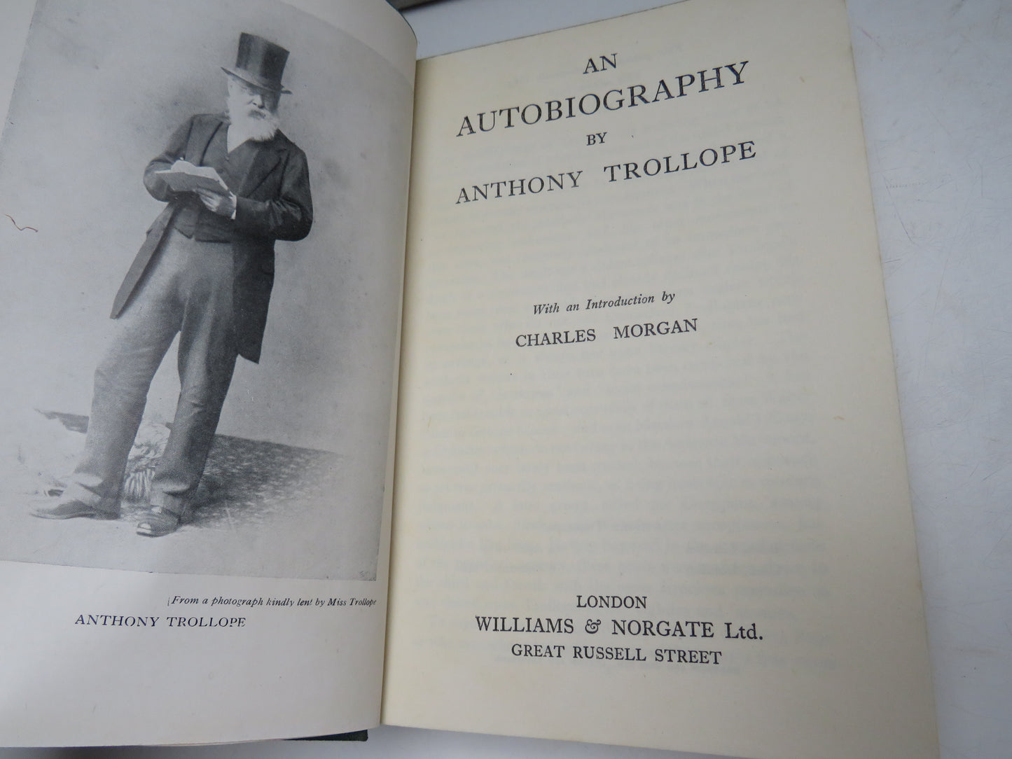 An Autobiography By Anthony Trollope 1946