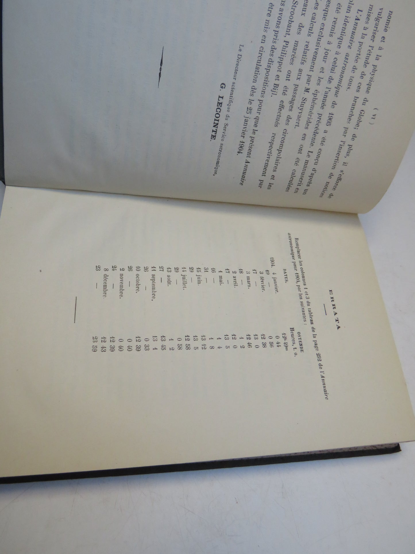 Annuaire Astronomique De L'Observatoire Royal De Belgium By G. Lecointe 1905