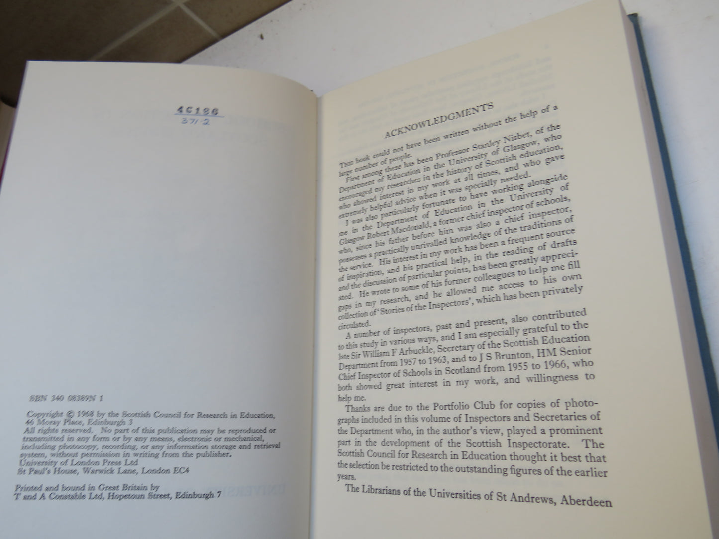 School Inspection In Scotland 1840-1966 By T. R. Bone 1968