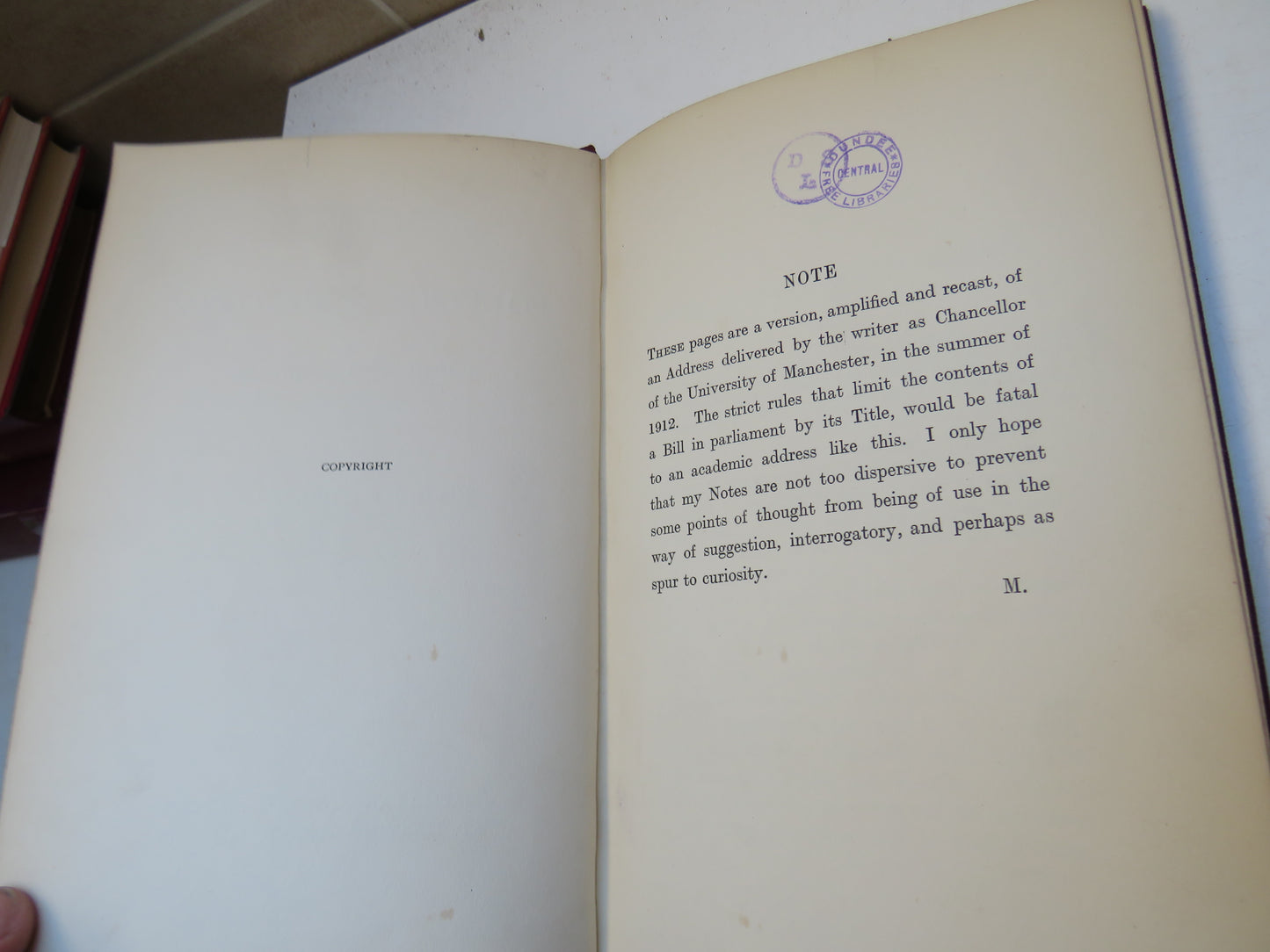 Notes On Politics & History A University Address By Viscount Morley 1913