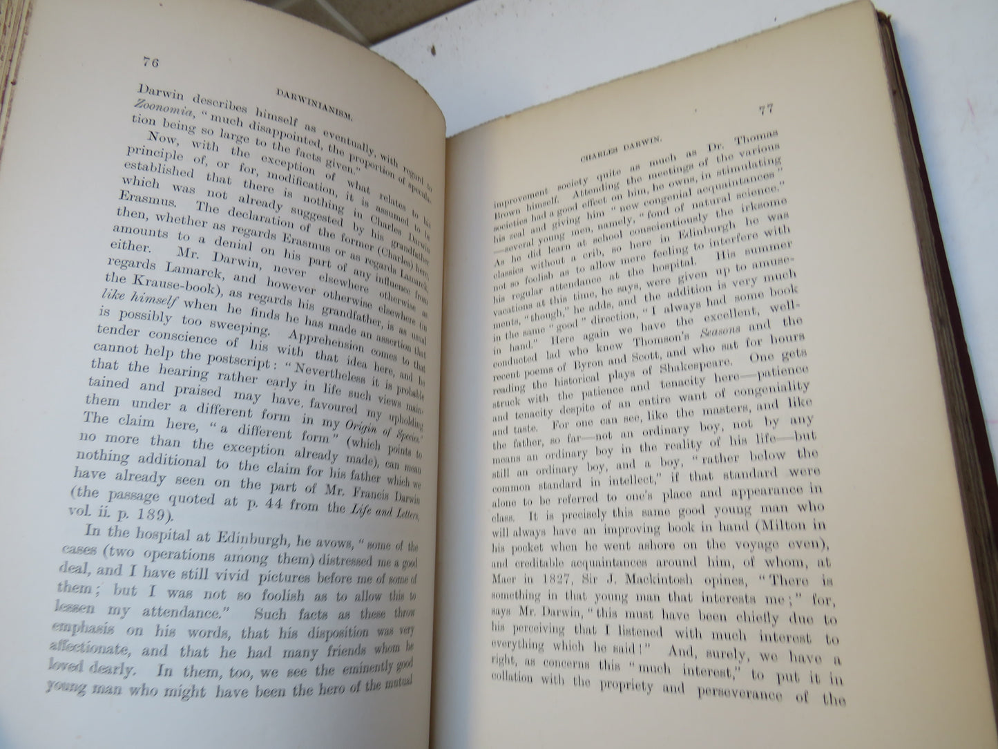 Darwinianism: Workmen and Work By James Hutchison Stirling 1894
