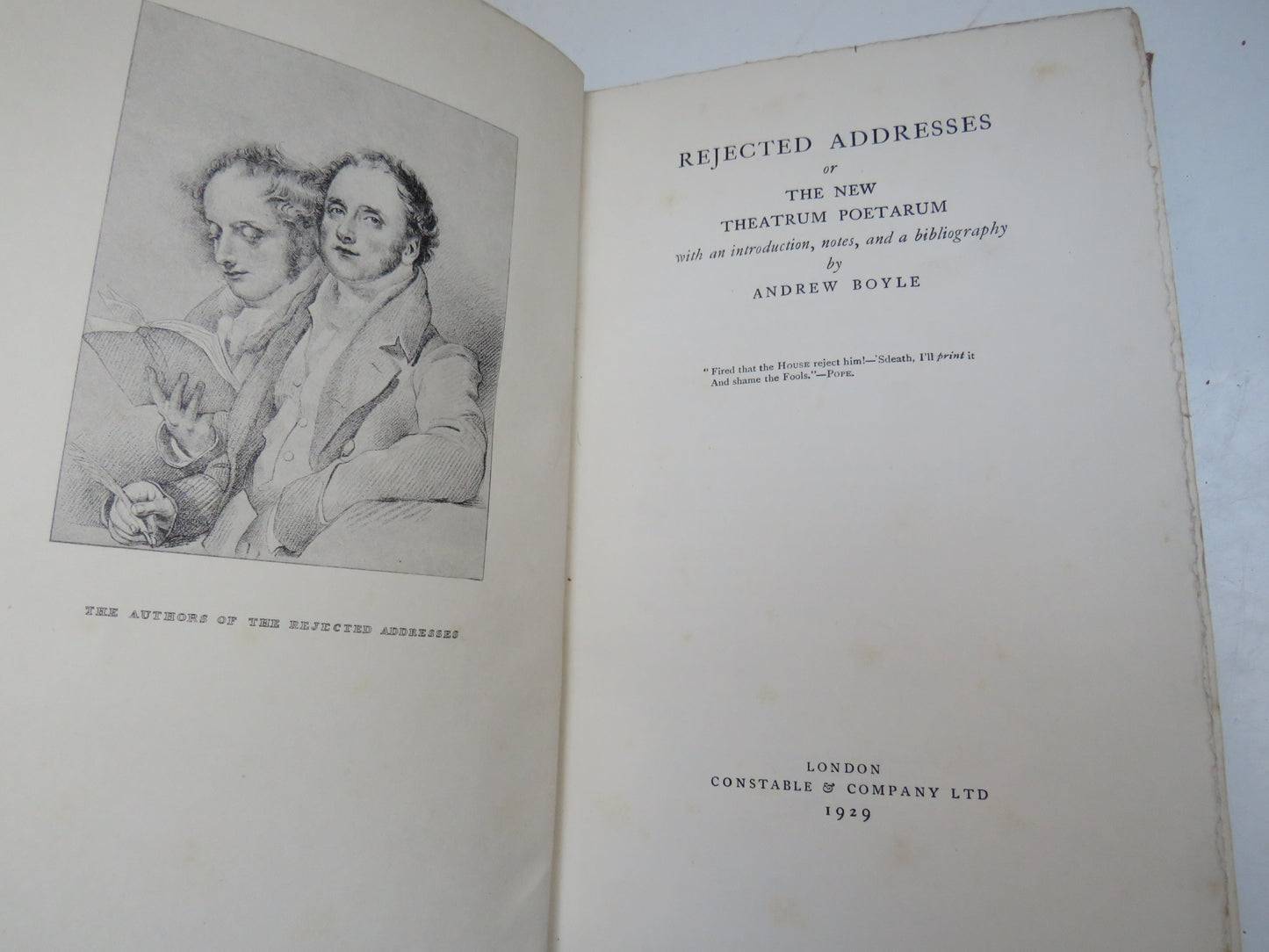 Rejected Addresses of The New Theatrum Poetarum By Andrew Boyle 1929