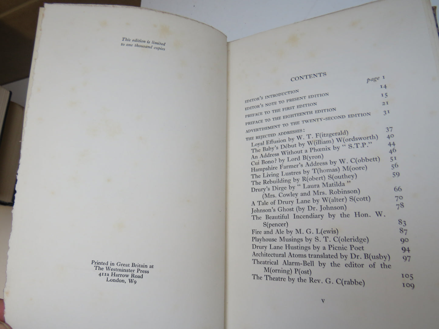 Rejected Addresses of The New Theatrum Poetarum By Andrew Boyle 1929