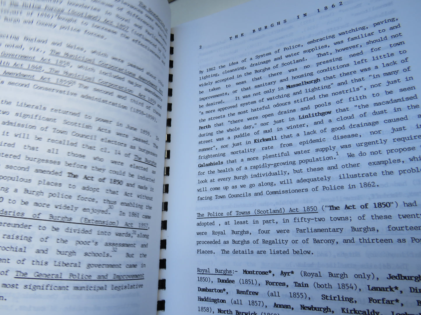 The Burghs of Scotland and the General Police and Improvement (Scotland) Act 1862 By R.M. Urquhart