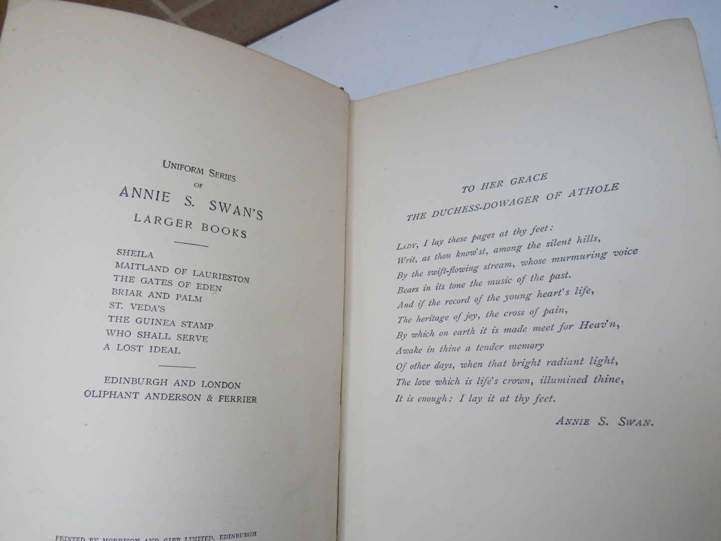 Sheila by Annie S. Swan, Oliphant Anderson & Ferrier