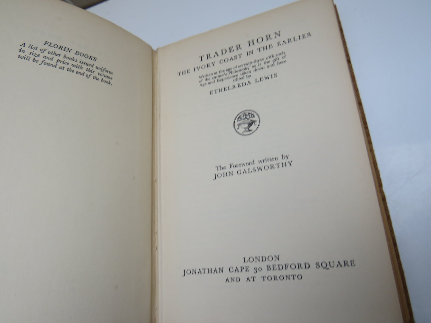 Trader Horn The Ivory Coast In The Earlies Edited by Ethelreda Lewis 1936