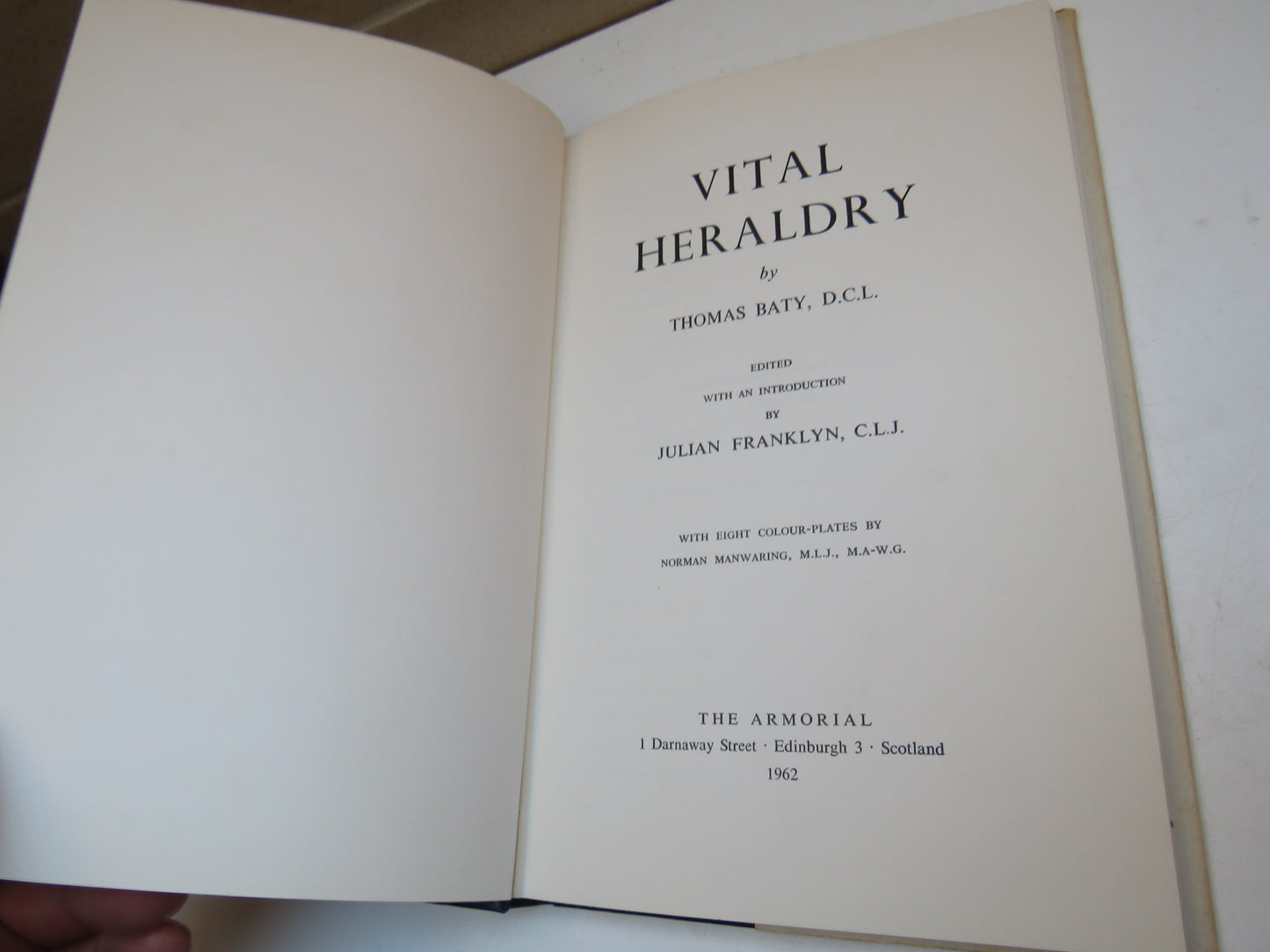 Vital Heraldry By Thomas Baty 1962