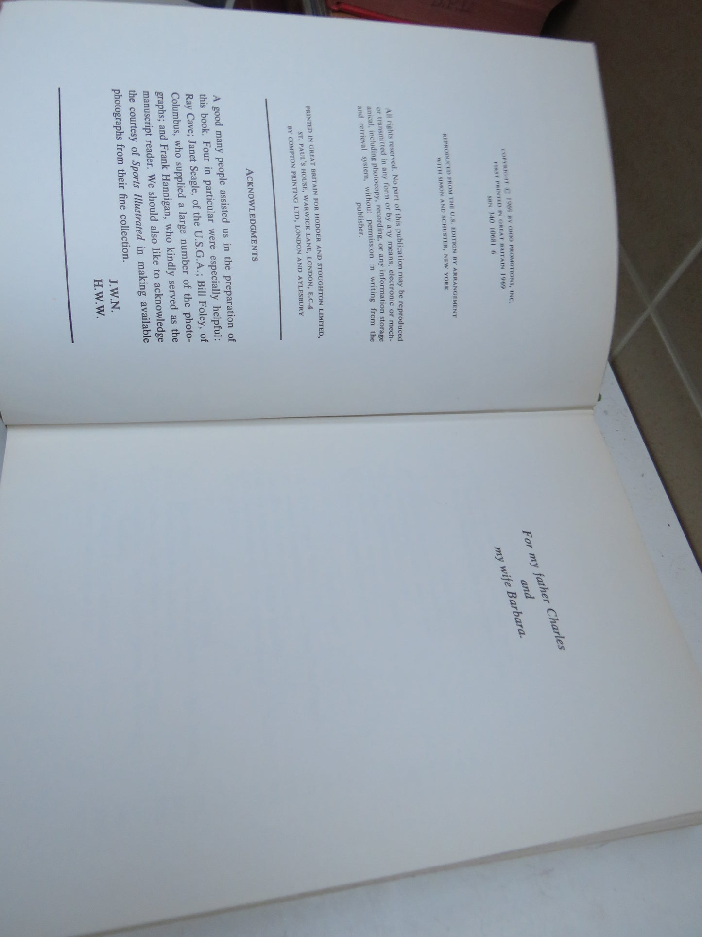 The Greatest Game of All My Life In Golf By Jack Nicklaus With Herbert Warren Wind 1969