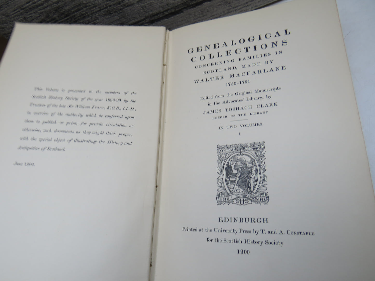 Genealogical Collections Concerning Families In Scotland, Made By Walter MacFarlane 1750-1751 In 2 Volumes