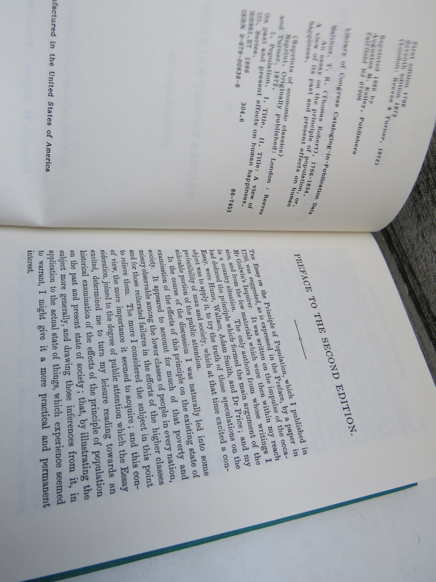 An Essay On The Principle Of Population Or A View Of Its Past and Present Effects On Human 1986 Happiness By Thomas Robert Malthus
