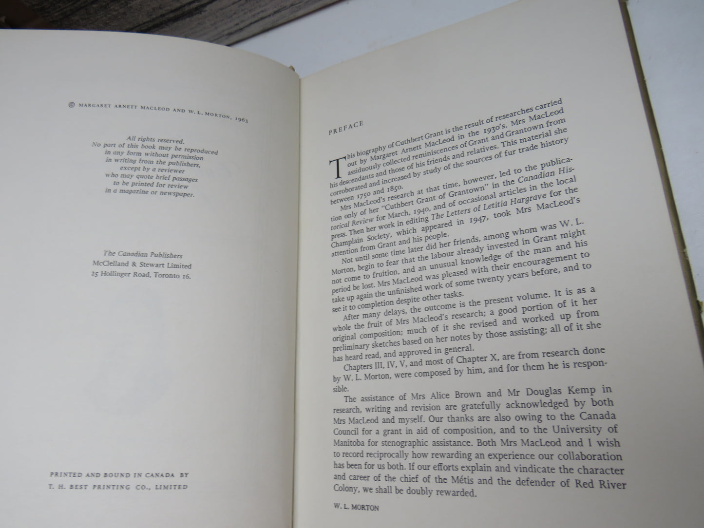 Cuthbert Grant of Grantown By Margaret Arnett Macleod & W. L. Morton 1963