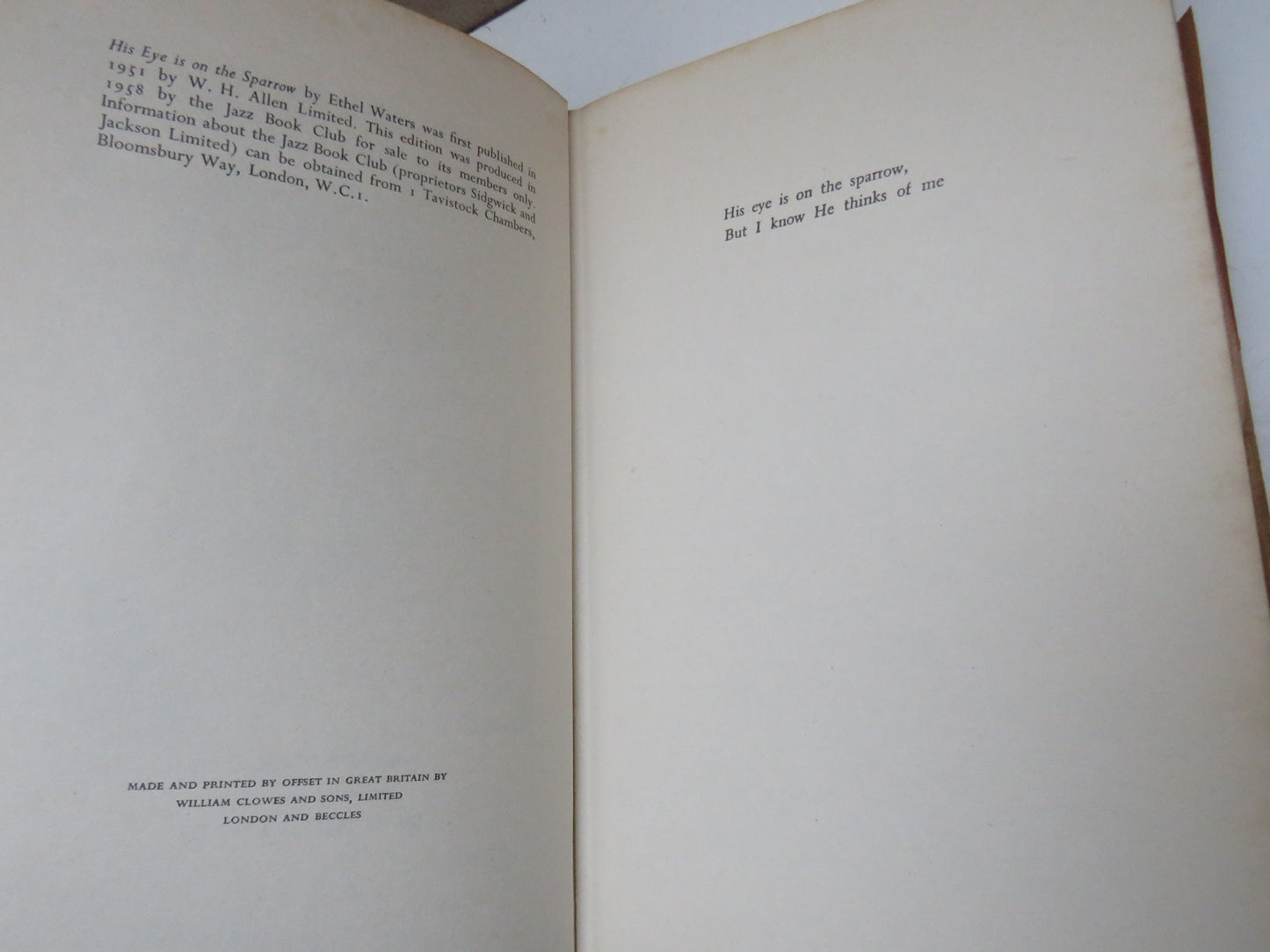 His Eye Is On The Sparrow An Autobiography By Ethel Waters 1958