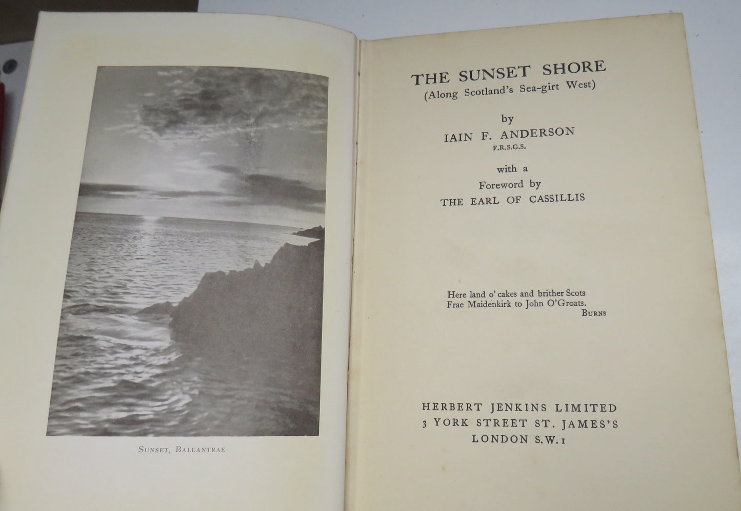 The Sunset Shore (Along Scotland's Sea-Grit West) By Iain F. Anderson 1934 1st Edition