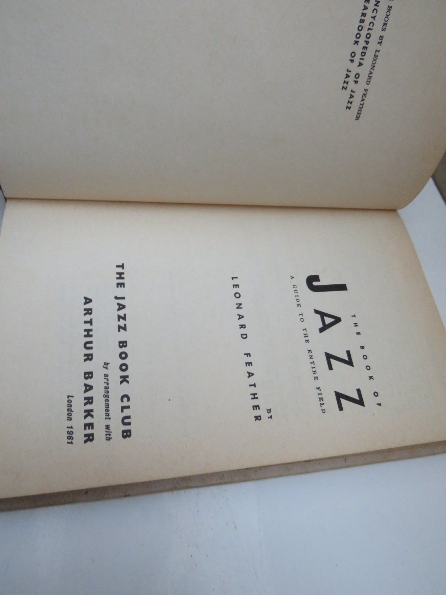 The Book of Jazz A Guide To The Entire Field By Leonard Feather 1961