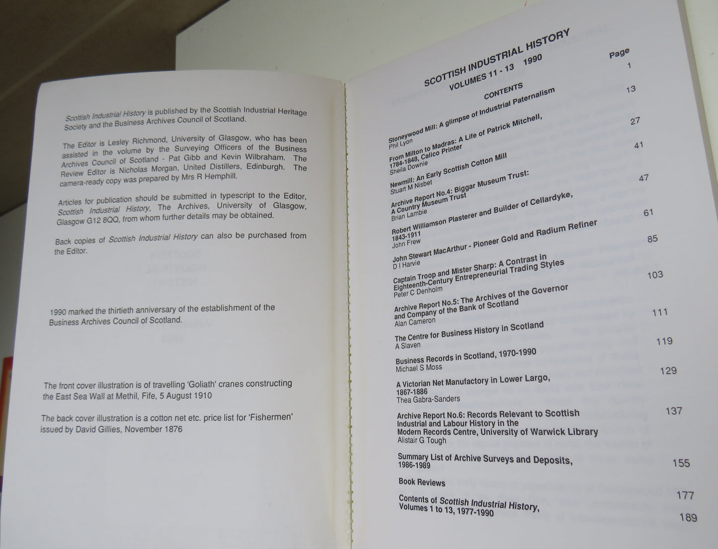 Scottish Industrial History Volumes 11-13 1990