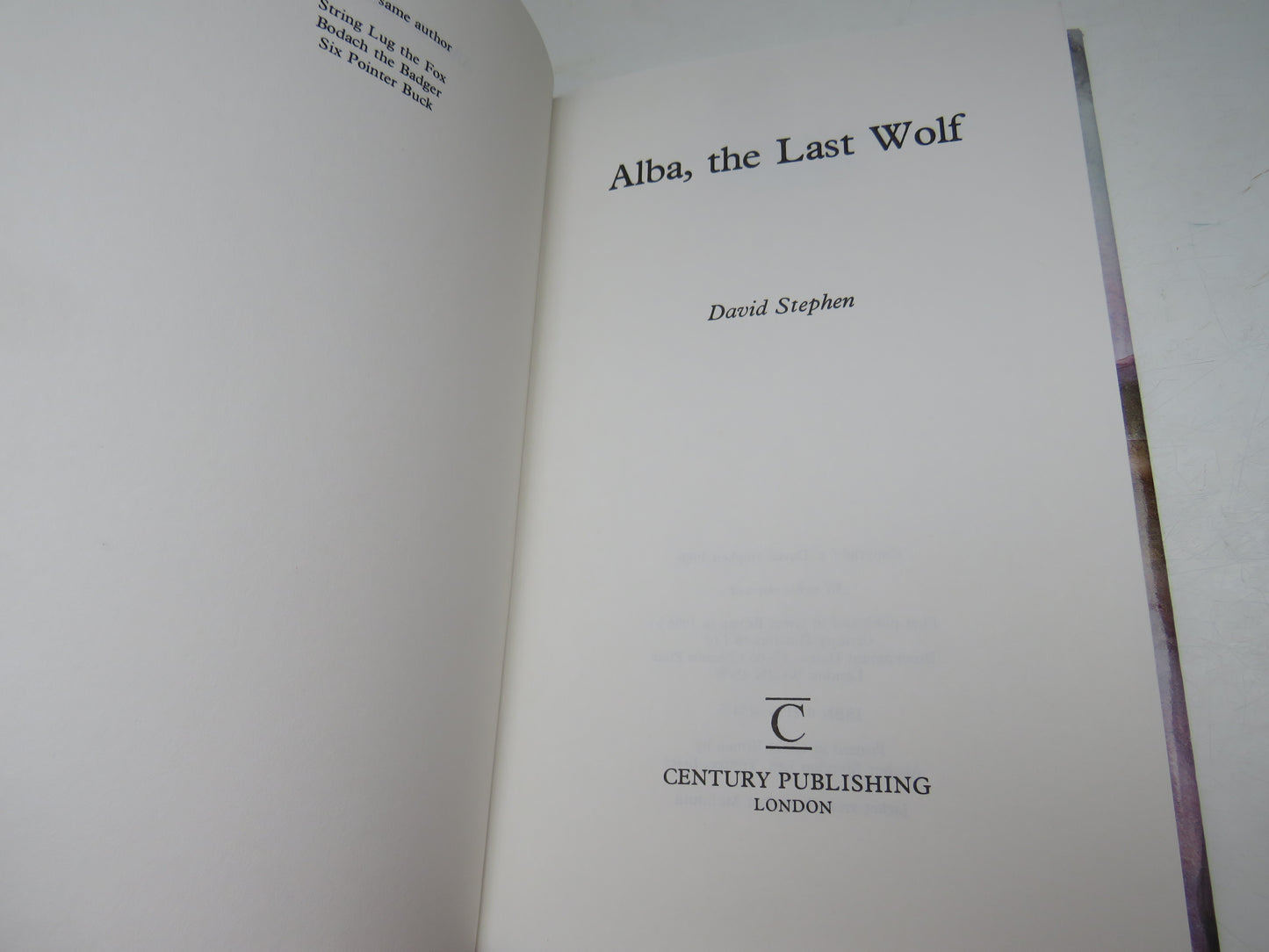 Alba, The Last Wolf By David Stephen 1986