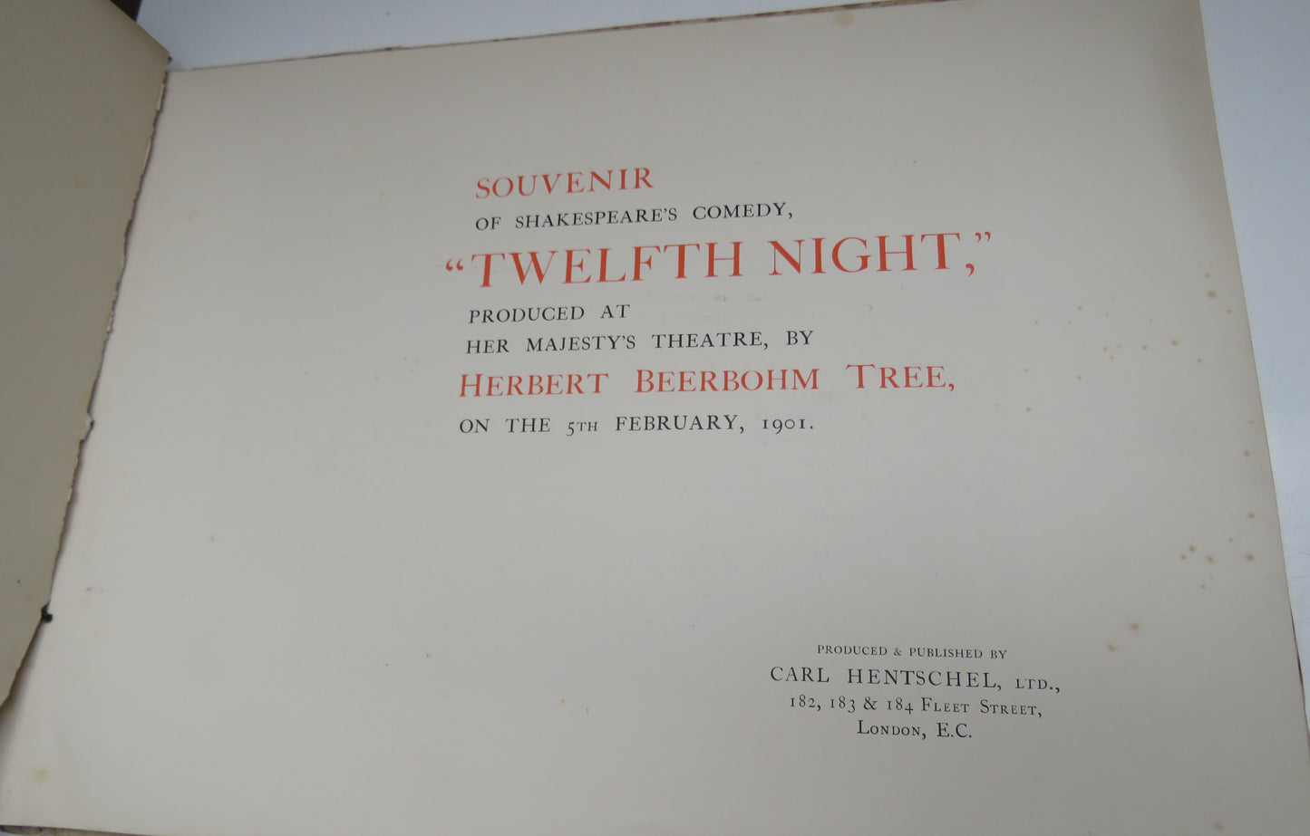 Twelfth Night Souvenir Of Shakespeare's Comedy Her Majesty's Theatre 1901
