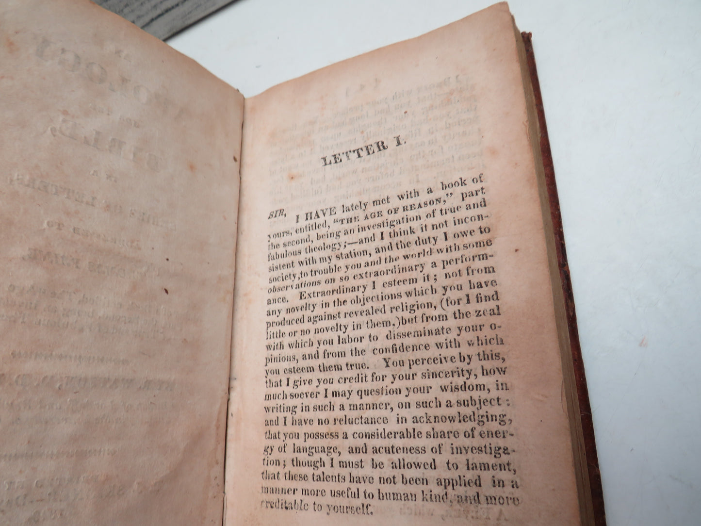 An Apology For The Bible In A Series of Letters Addressed To Thomas Paine By R. Watson 1819