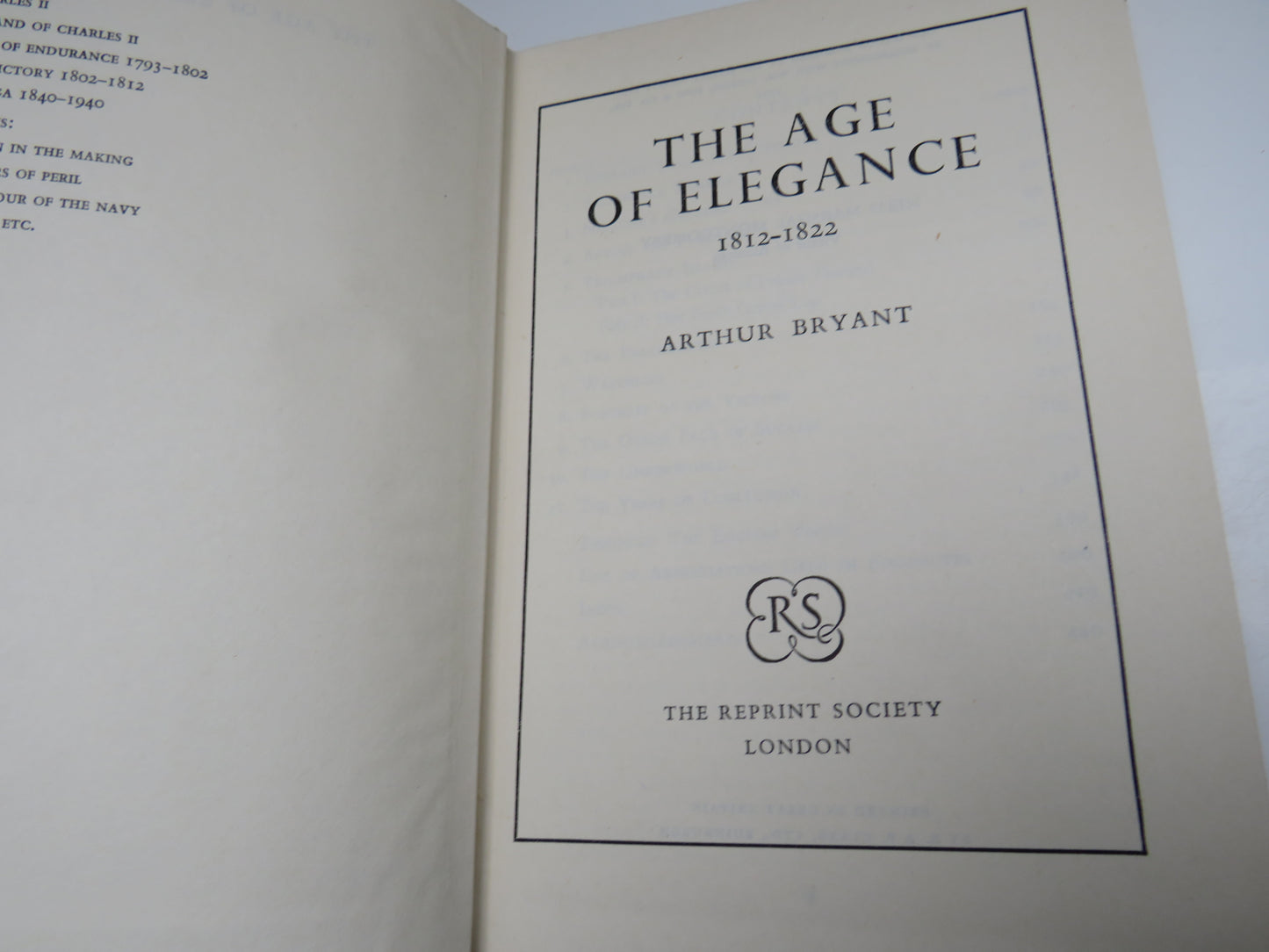 The Age of Elegance 1812-1822 By Arthur Bryant 1954