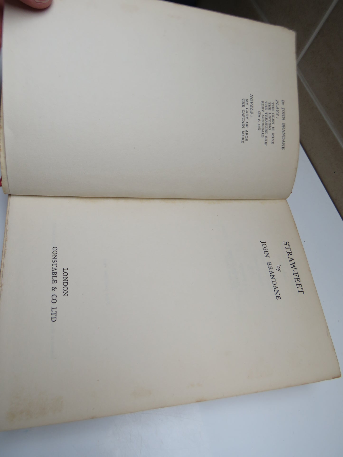 Straw-Feet By John Brandane 1932 1st Edition