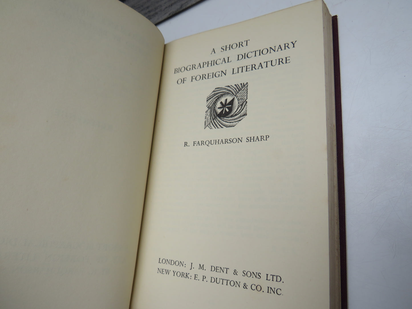 A Short Biographical Dictionary of Foreign Literature By R. Farquharson Sharp 1933