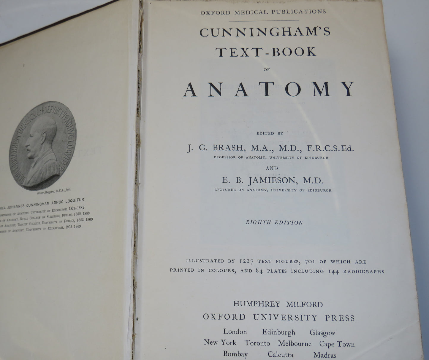 Cunningham's Text-Book Of Anatomy Edited By J.C.Brash and E.B Jamieson 1943
