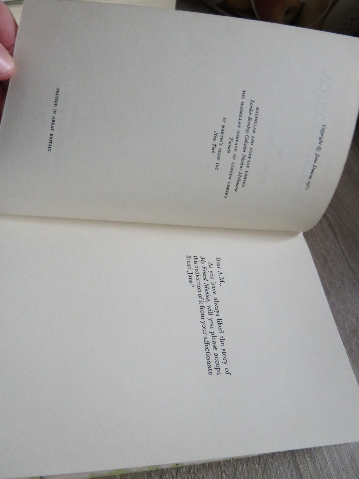 My Friend Monica By Jane Duncan 1960 1st Edition