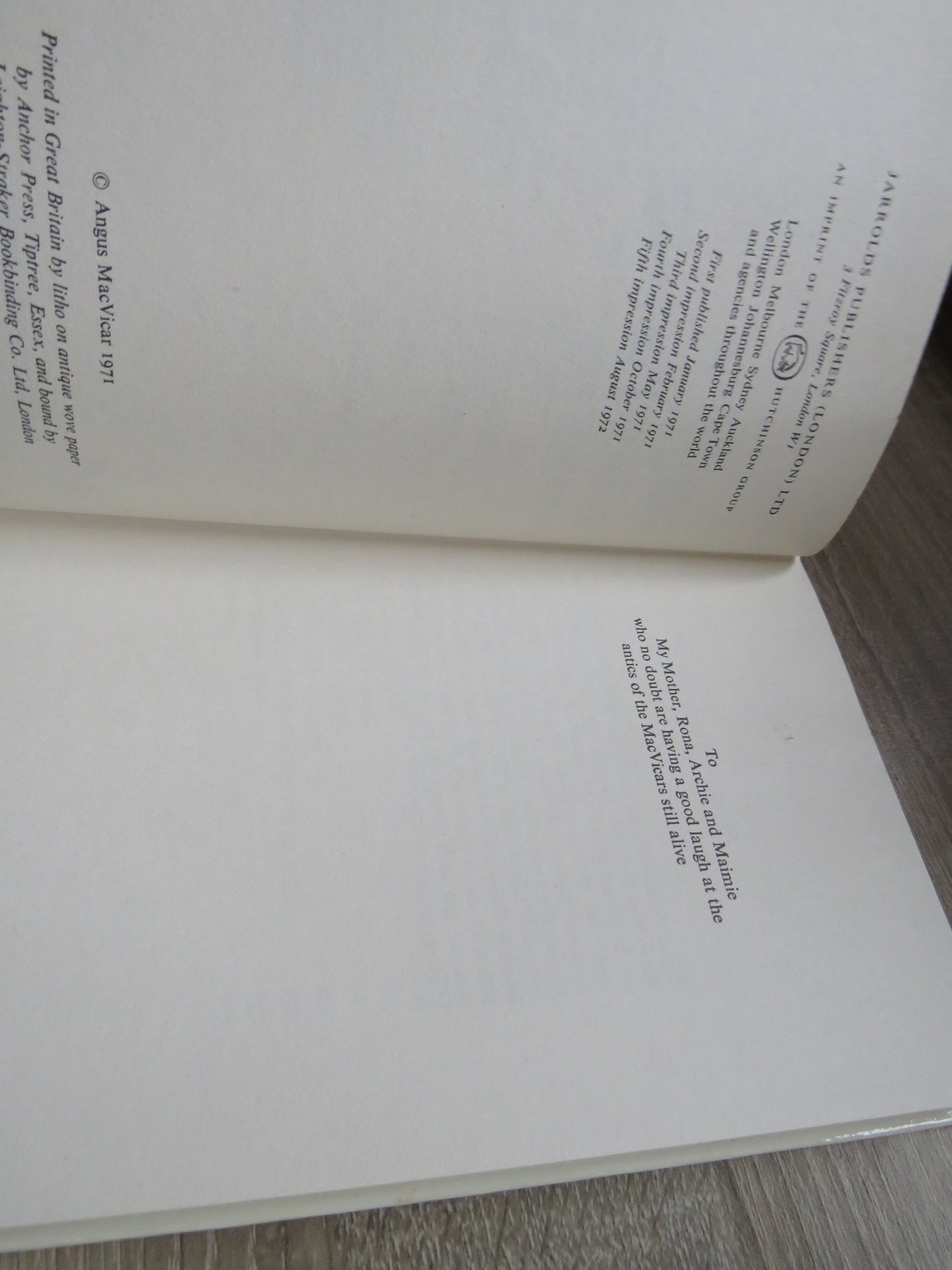 Salt In My Porridge Confessions Of A Minister's Son By Angus MacVicar 1972