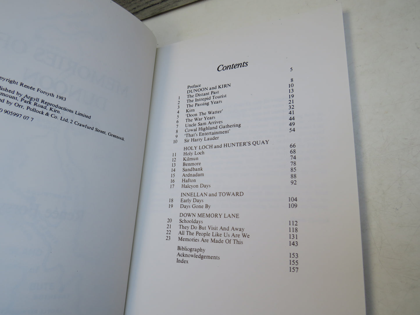 Memories of Dunoon and Cowal By Renee Forsyth 1983