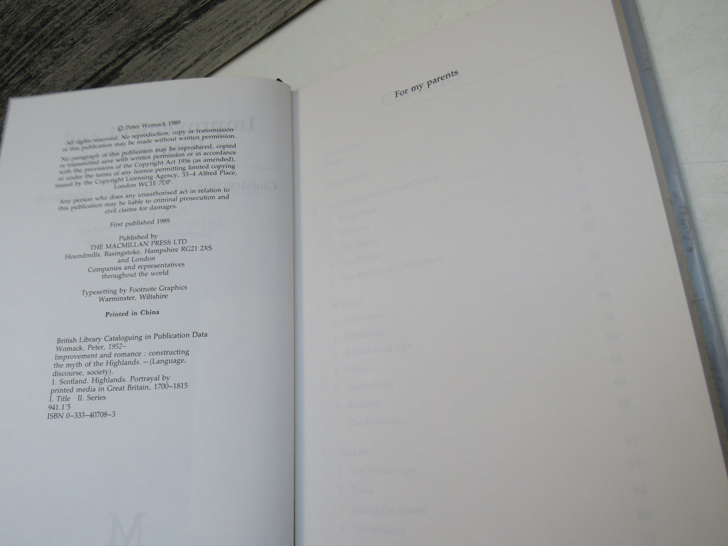 Improvement and Romance Constructing The Myth of the Highlands By Peter Womack 1989