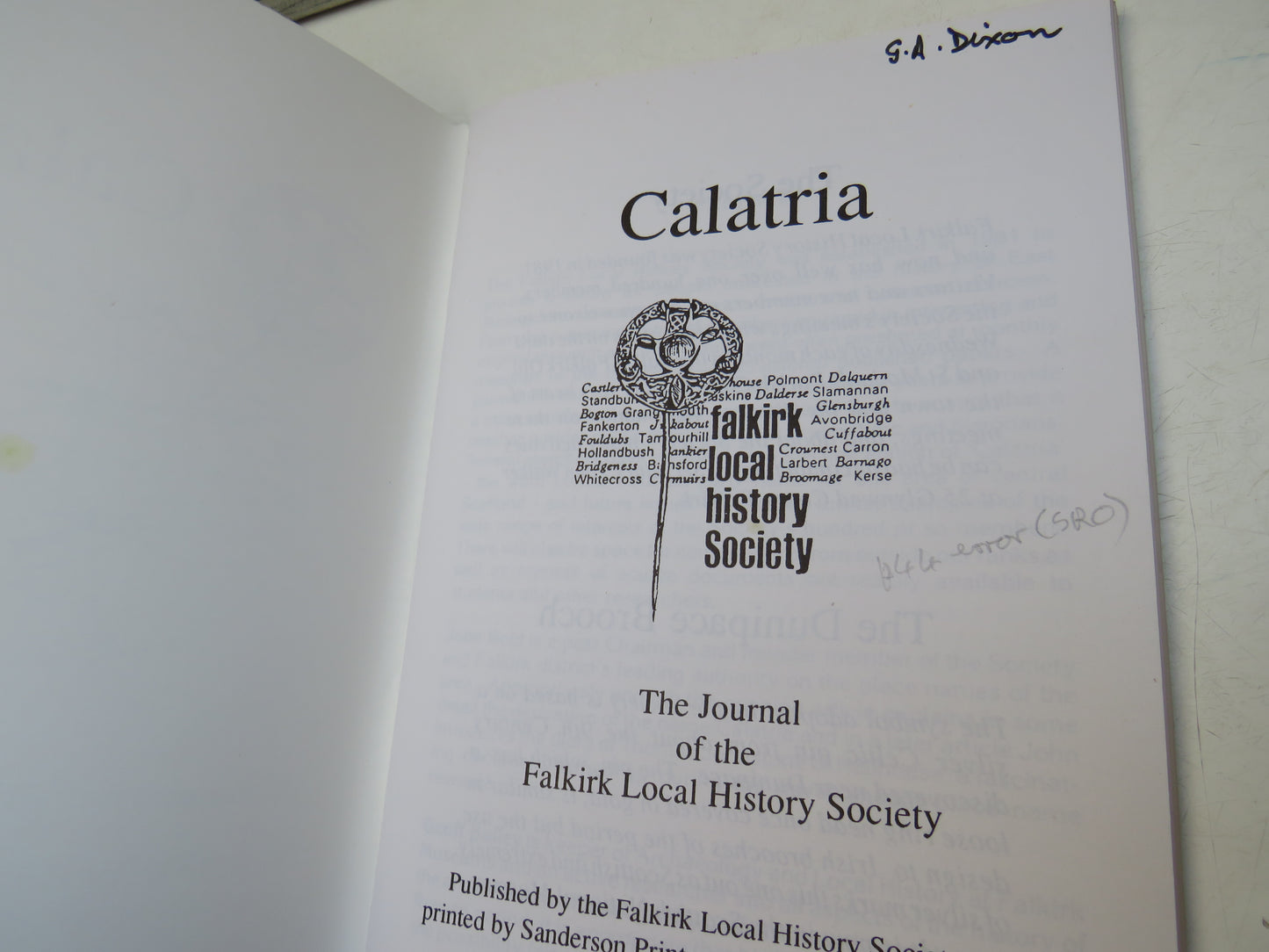 Calatria The Journal of The Falkirk Local History Society 1991