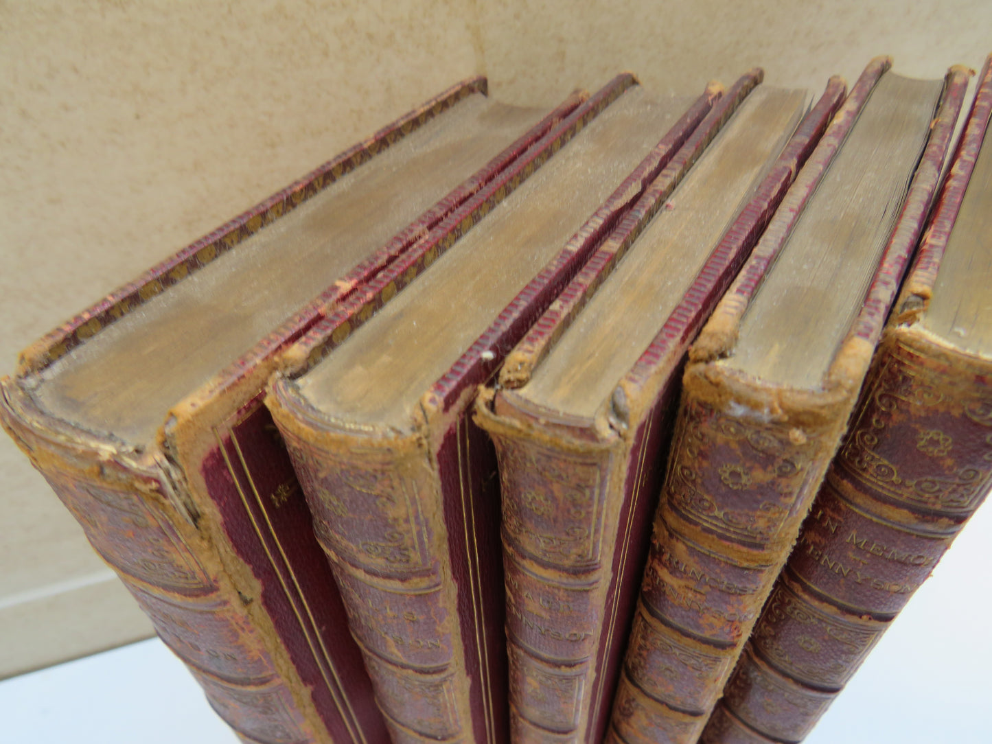 Set of 5 Books by Alfred Tennyson 1858 -1861 In Memoriam, Poems, IDylls of the King, Maud and Other Poems, The Princess