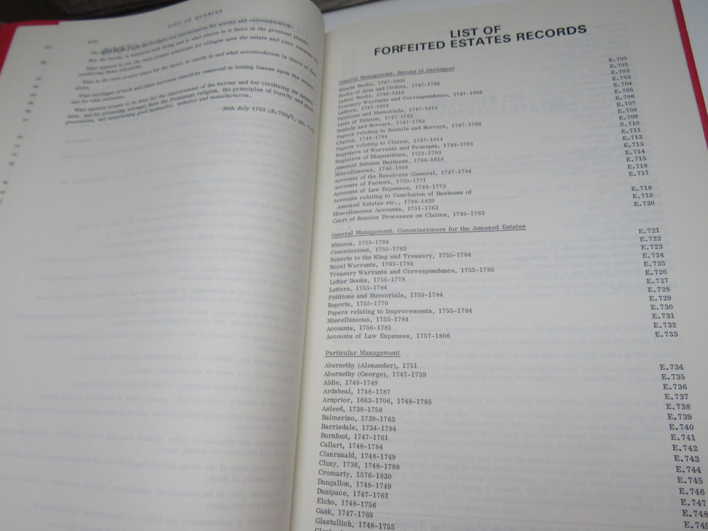 Reports On The Annexed Estates 1755-1769
