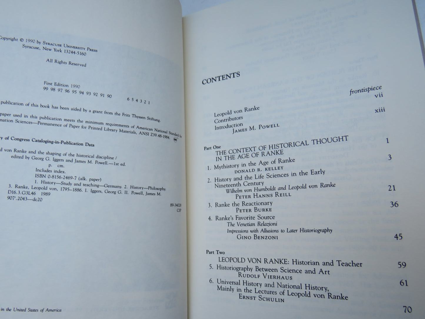 Leopold Von Ranke and The Shaping of the Historical Discipline Edited By Georg G. Iggers & James M. Powell 1990