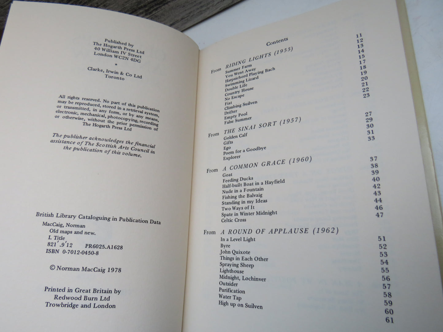 Old Maps and New Selected Poems By Norman MacCaig 1978