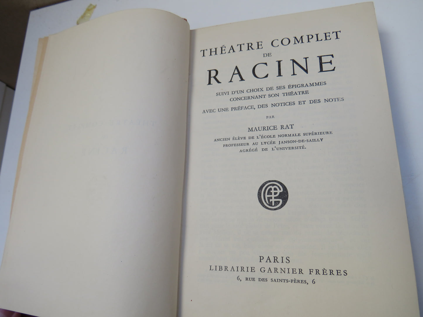 Theatre Complet De Racine By Maurice Rat - French Book