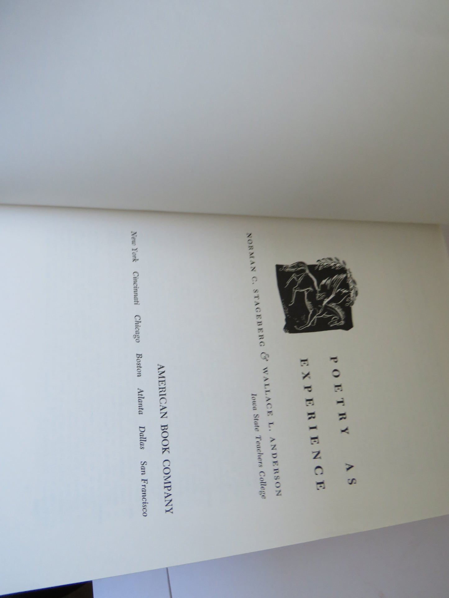 Poetry As Experience By Norman C. Stageberg & Wallace L. Anderson 1952