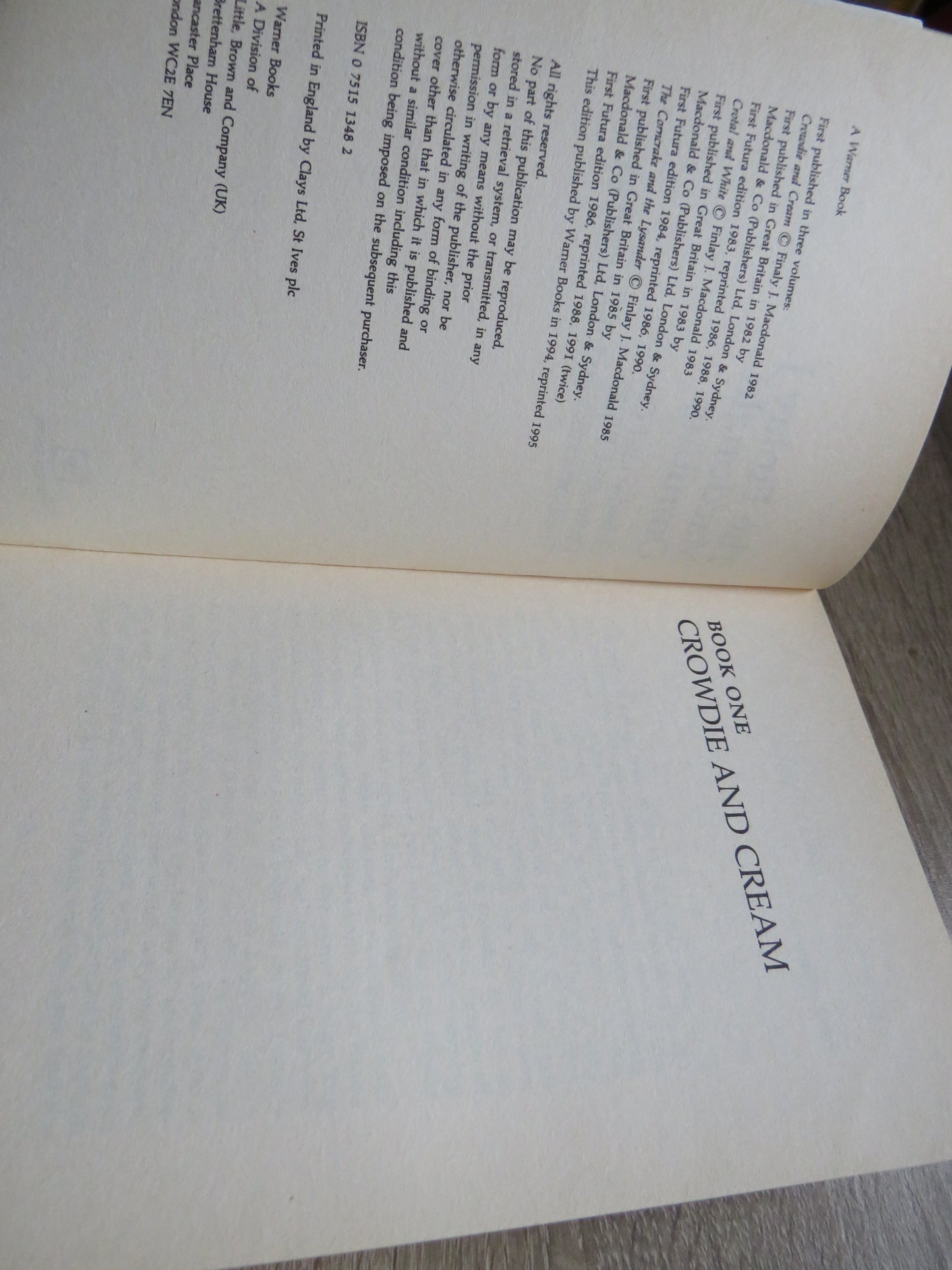 The Finlay J. Macdonald Omnibus Crowdie and Cream Crotal and White The Corncrake and the Lysander 1995