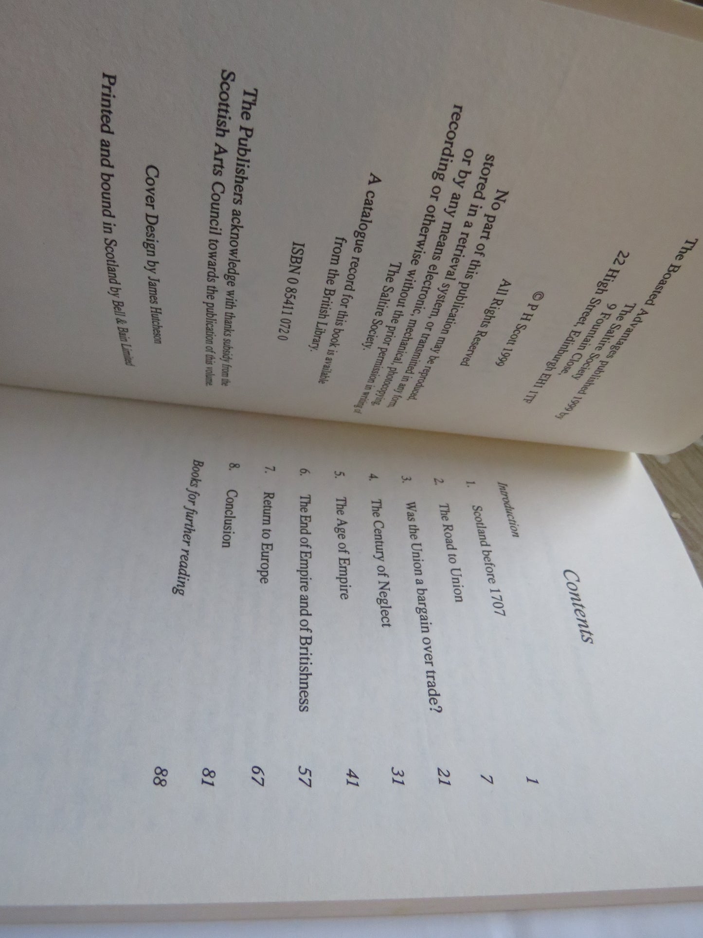 The Boasted Advantages The Consequences of the Union of 1707 By Paul Henderson Scott 1999