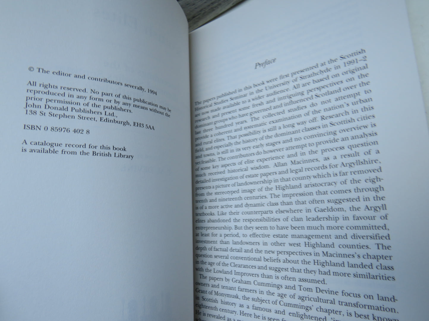 Scottish Elites Proceedings of the Scottish Historical Studies Seminar University of Strathclyde 1991-1992 Edited by T. M. Devine 1994 (Vintage Scottish History Book) book 5