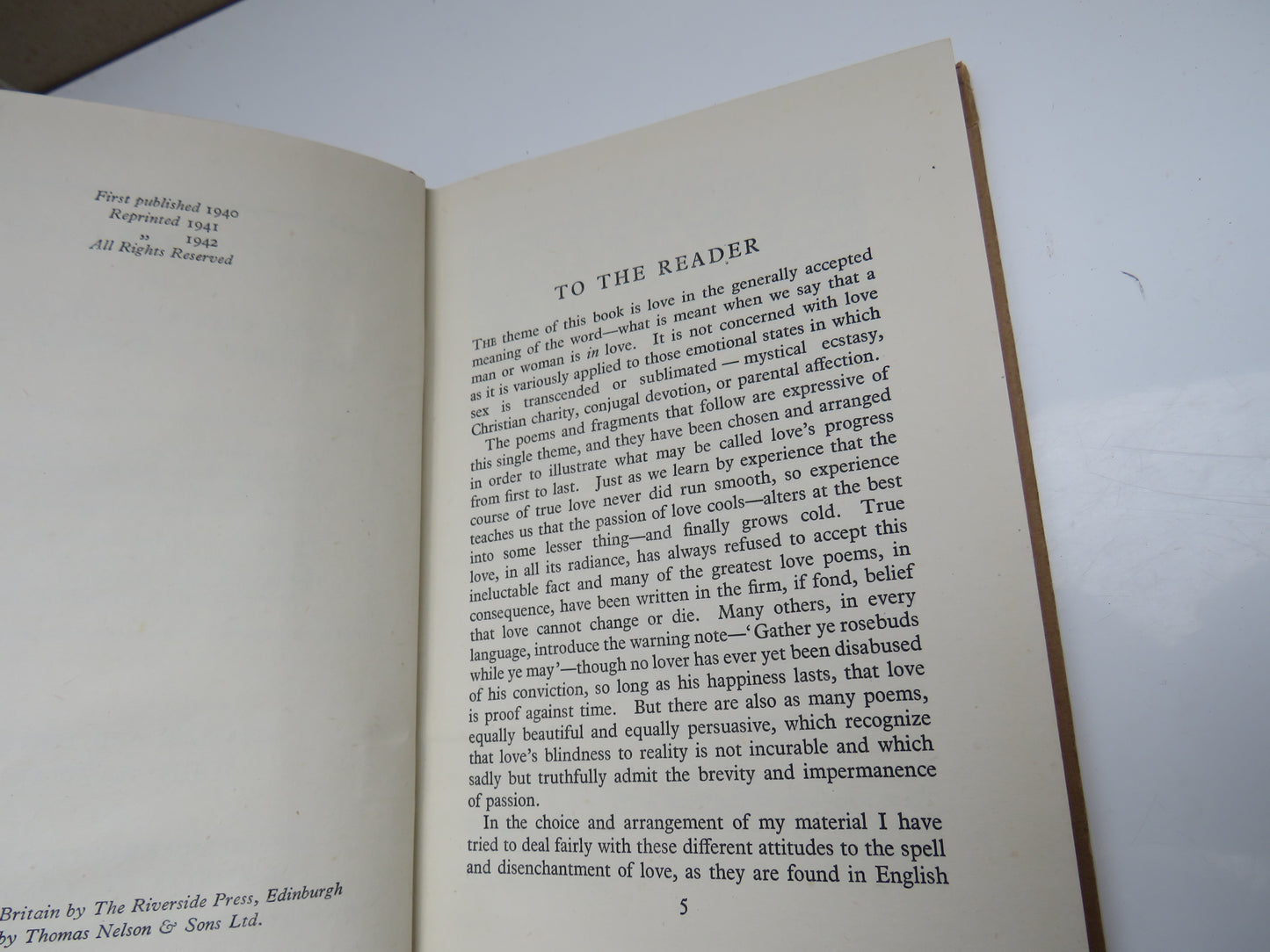 Love's Helicon or The Progress Of Love Described In English Verse 1942