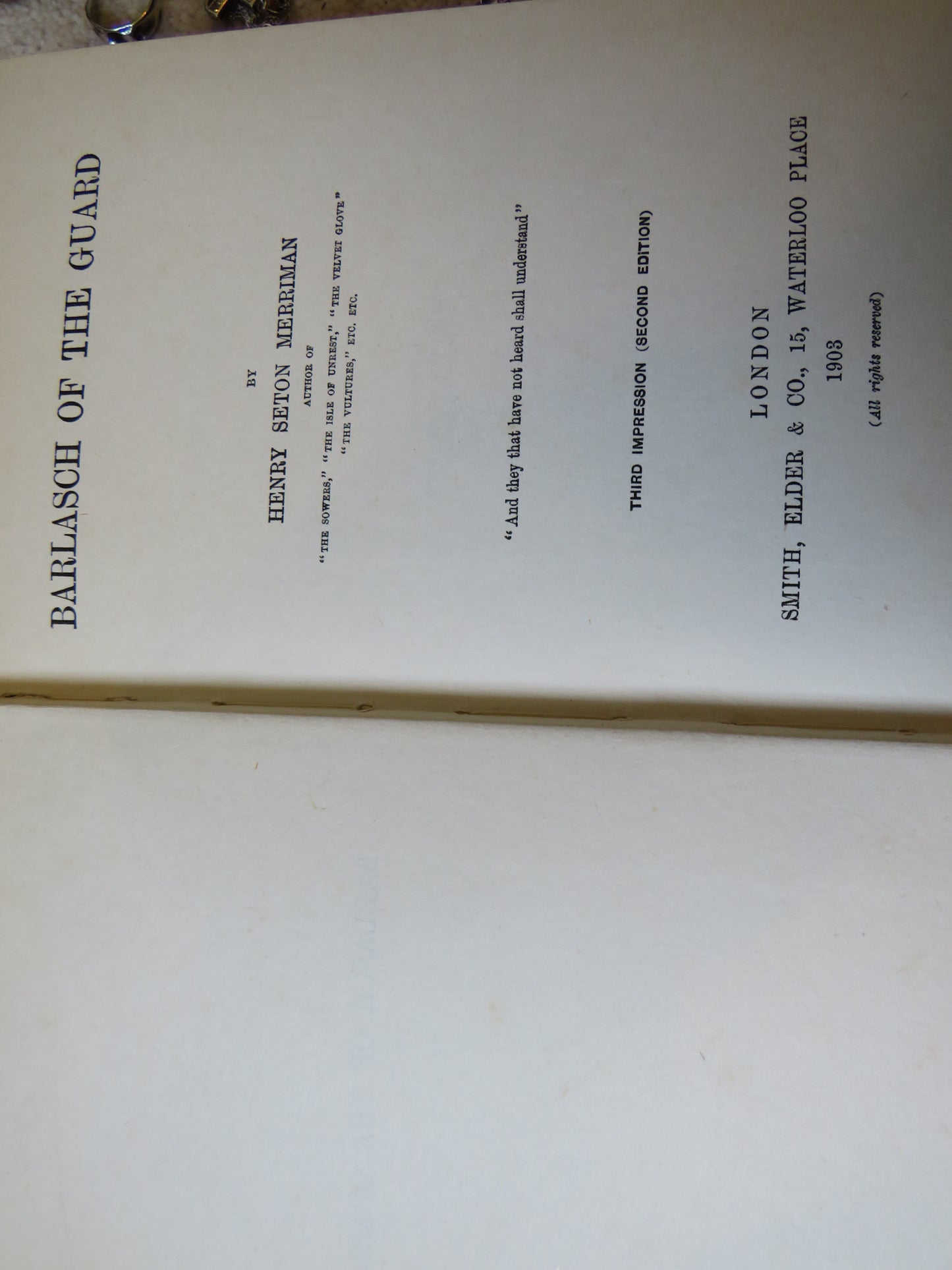 Barlasch Of The Guard By Henry Seton Merriman 1903