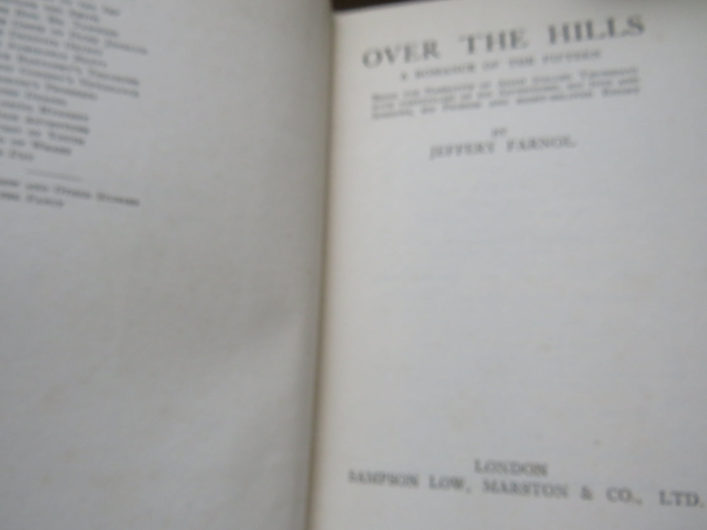 Over The Hills A Romance of the Fifteen By Jeffery Farnol 1930