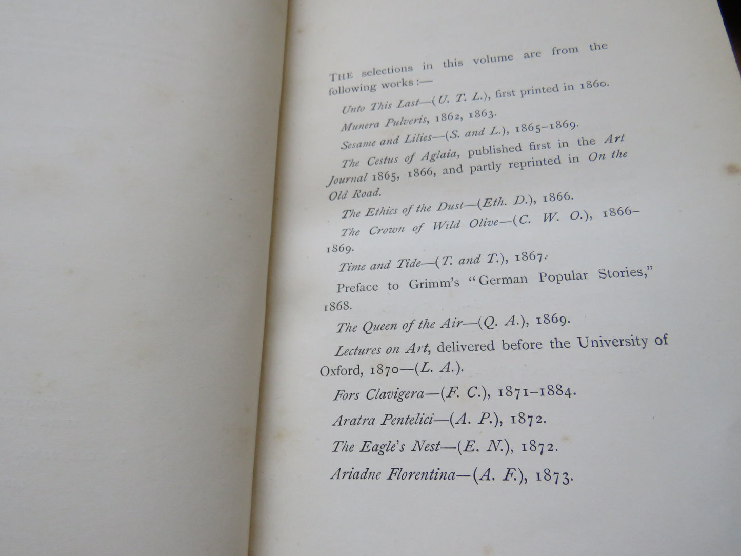 Selections From The Writings of John Ruskin Second Series 1860-1888 -- 1893