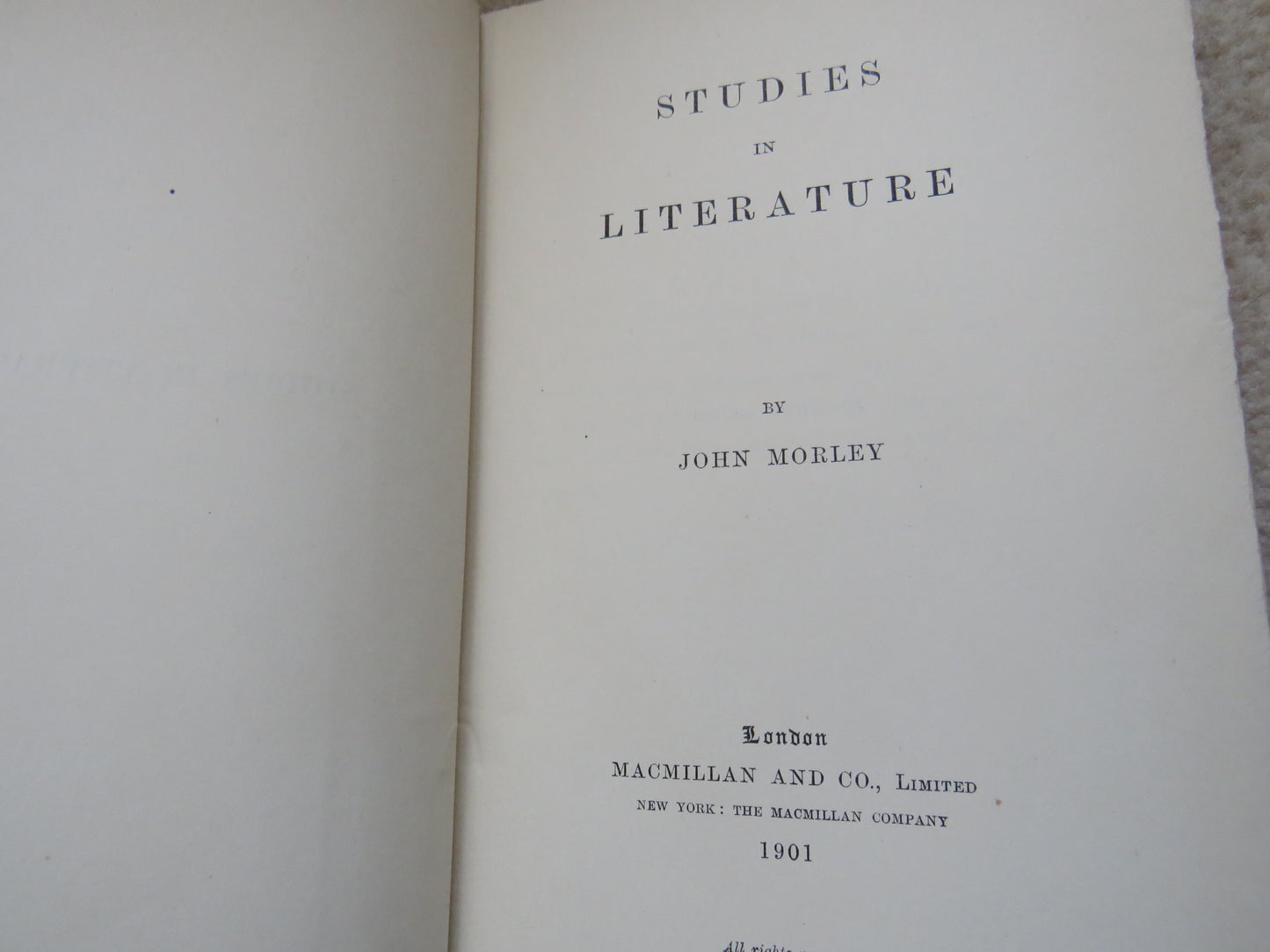 Studies In Literature By John Morley 1901