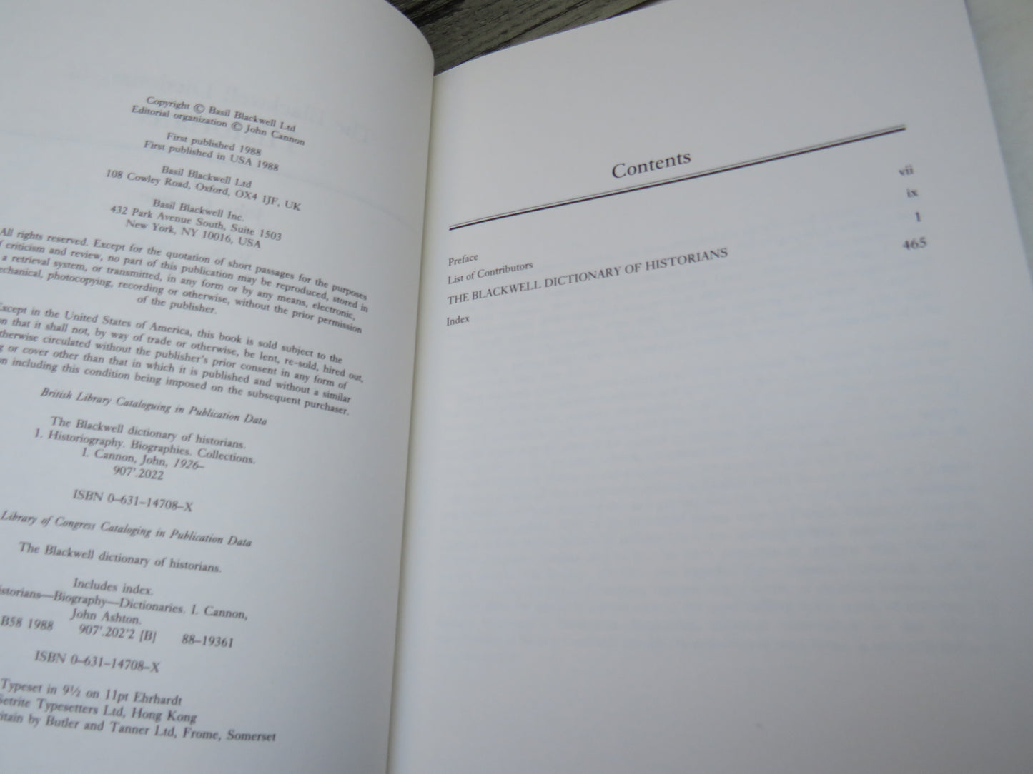 The Blackwell Dictionary of Historians Edited By John Cannon 1988
